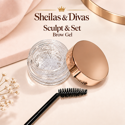 Sheilas & Divas brow gel promotional photo with unbranded cap